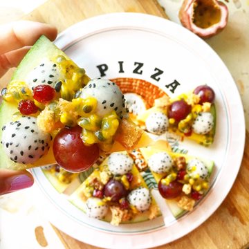 Fresh Fruit Ball Pizza Made with Smoothie Mix