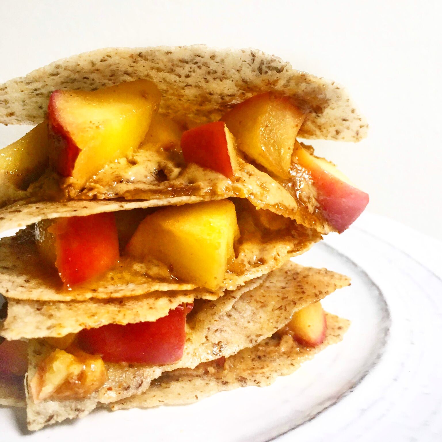 Spiced Apple Peanut Butter Quesadilla Made with Smoothie Mix