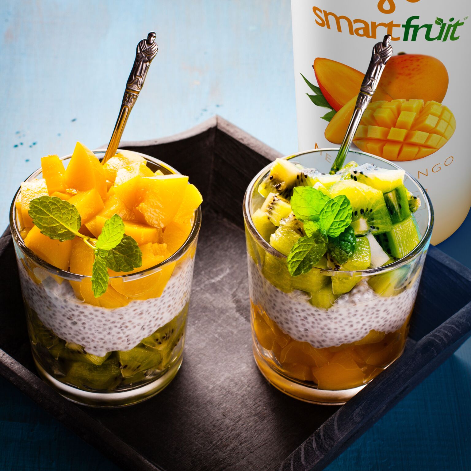 Kiwi and Mango Vegan Parfait Made with Smoothie Mix