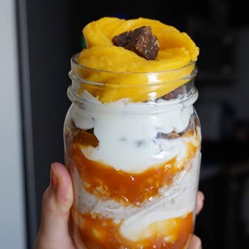Greek Yogurt and Perfect Peach Parfait Made with Smoothie Mix