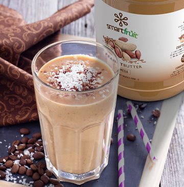 Coffee Coconut and Peanut Butter Frozen Cappuccino Made with Smartfruit