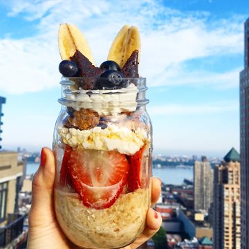 Overnight Oats and Banana Parfait Made with Smoothie Mix