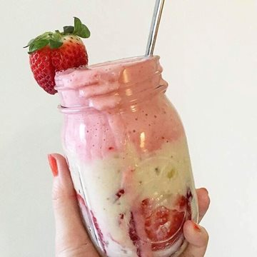 Simple Summer Strawberry Banana Milkshake Made with Smoothie Mix