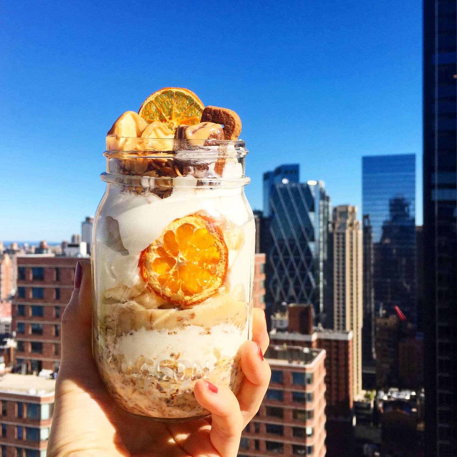 Banana & Peanut butter Parfait Made with Smoothie Mix