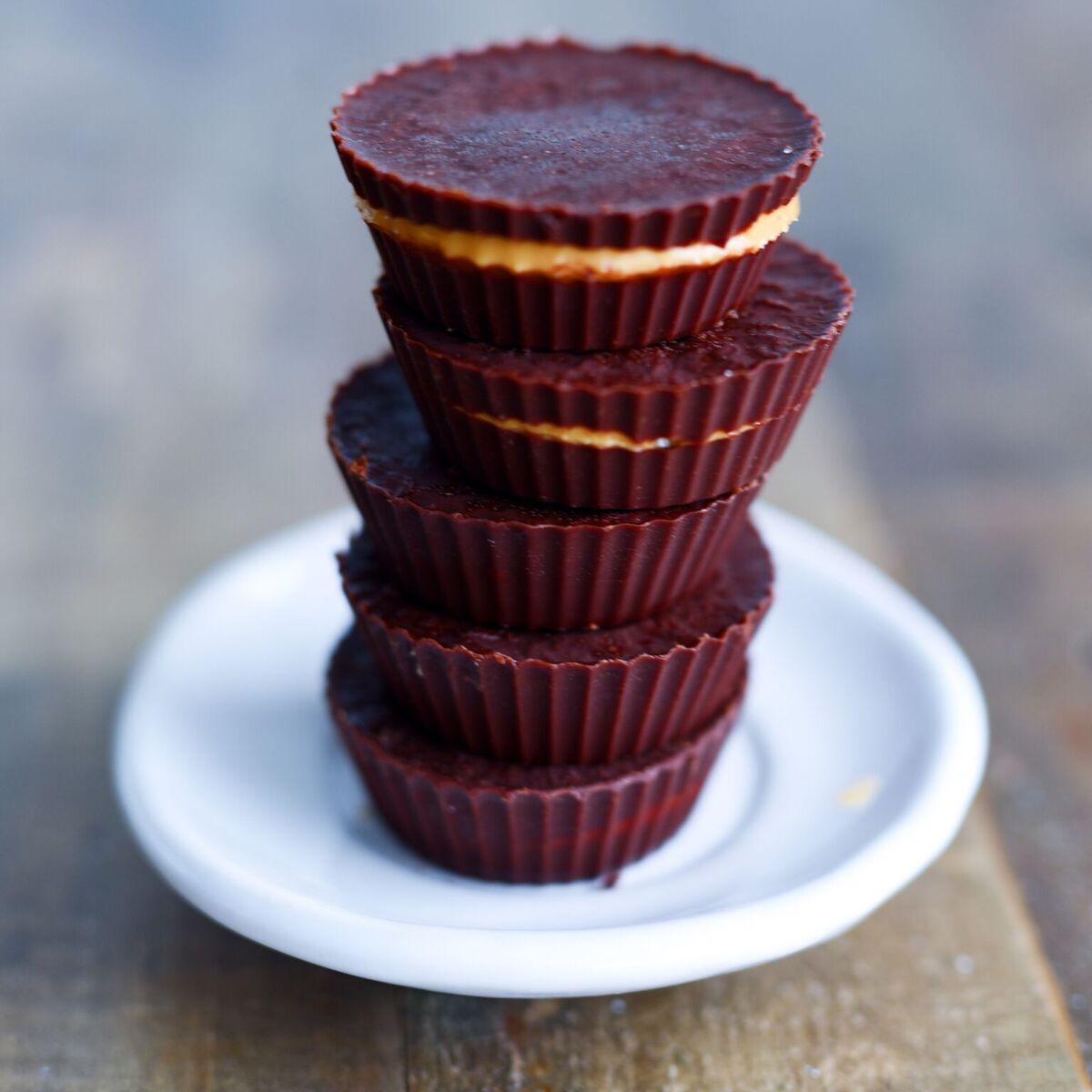 Salted Dark Chocolate Peanut Butter Cups Made with Peanut Butter Flaxseed +omega